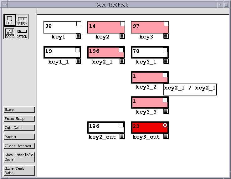 SecurityCheck spreadsheet at an early stage.