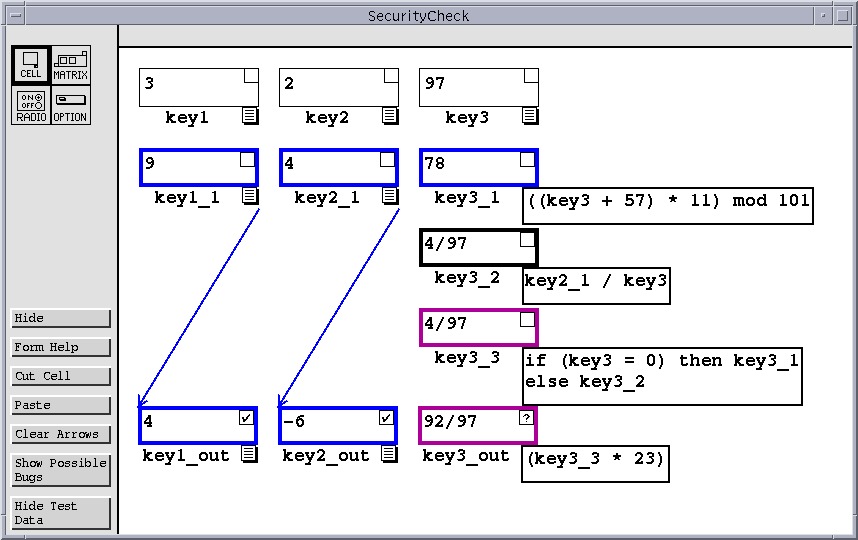SecurityCheck spreadsheet with testing information displayed